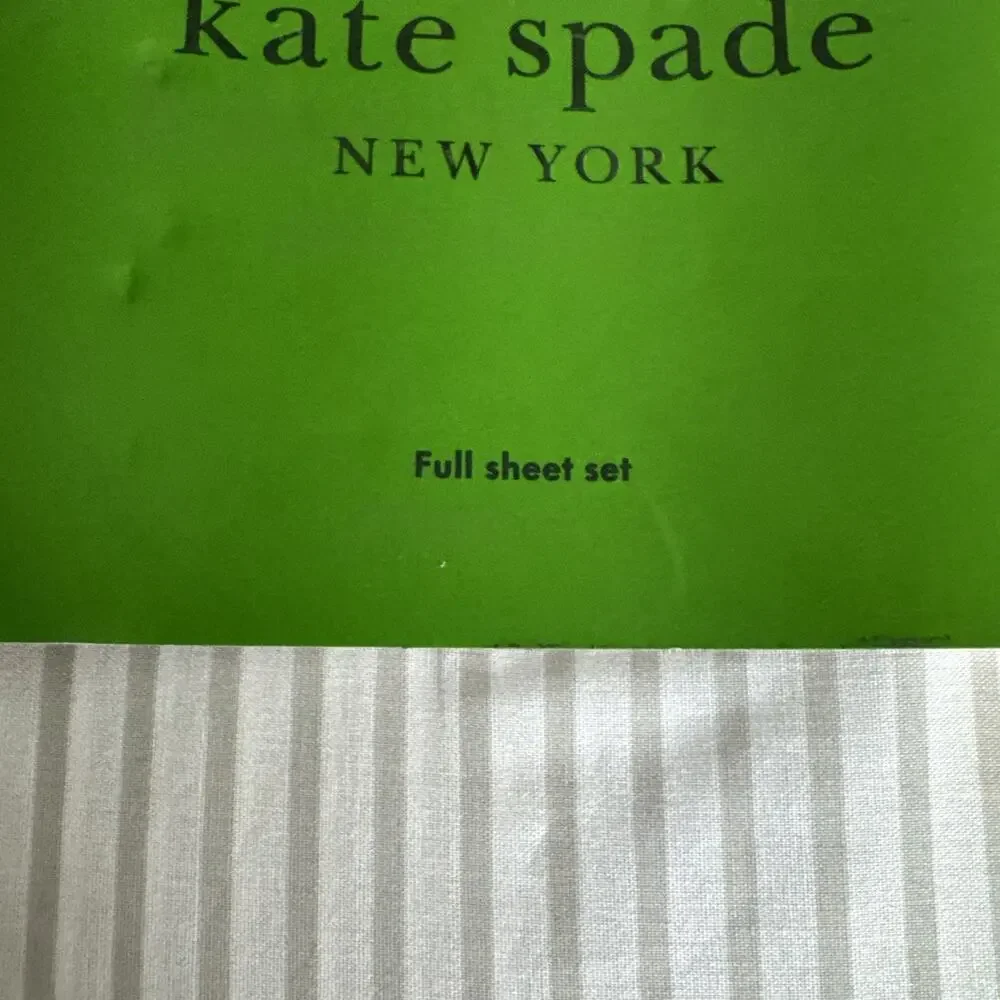 Kate Spade FULL Sheet Set 100% Cotton Percale Hearts and Stripes 4 piece NWT